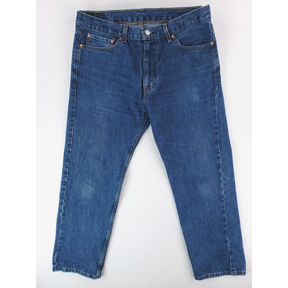 Levis 505 Jeans Mens 36x30 Blue Regular Fit Denim Straight Leg Pants Medium Wash
